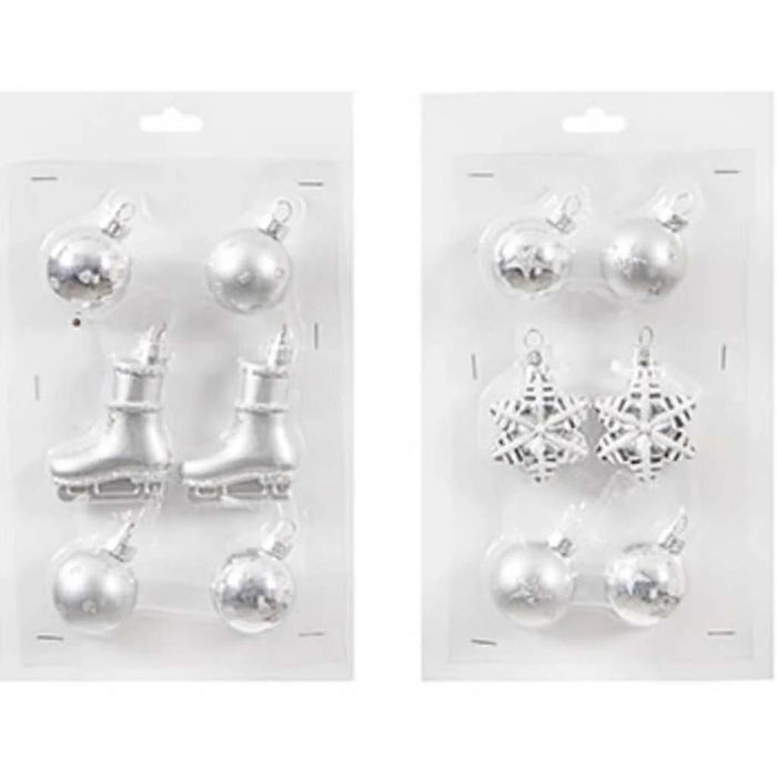 Plastic Balls Mini Ornaments Silver 30mm 6pcs 