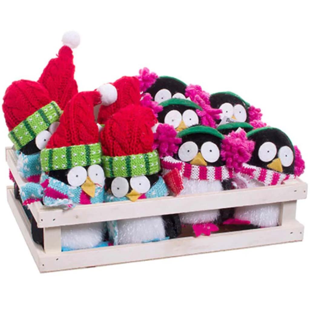 Fabric Hanging Penguins In The Wooden Tray X2 Style 