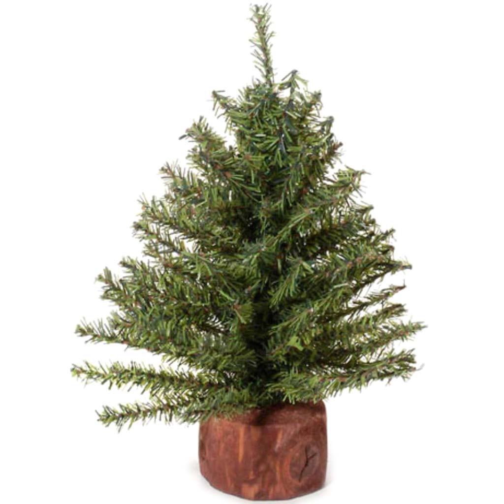 Mixed Pine Tree with Wood Base 106 Tips 9 inches 