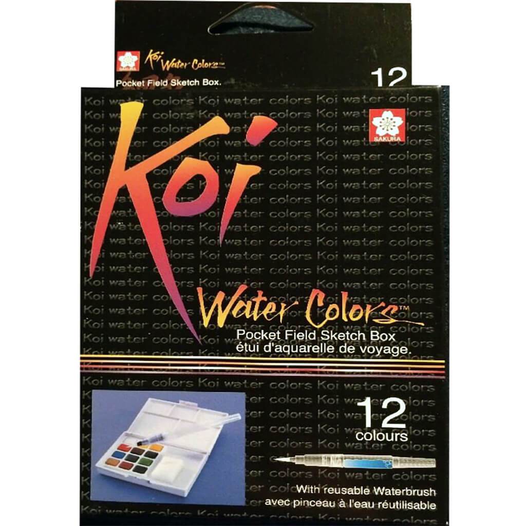 Koi Watercolors Pocket Field Sketch Box Sets 12 Color