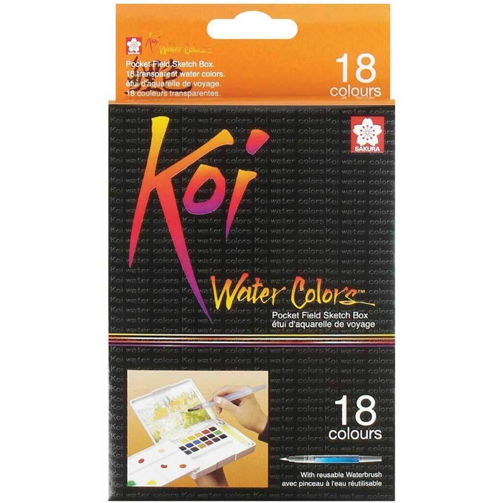 Koi Watercolors Pocket Field Sketch Box Sets 18 Color