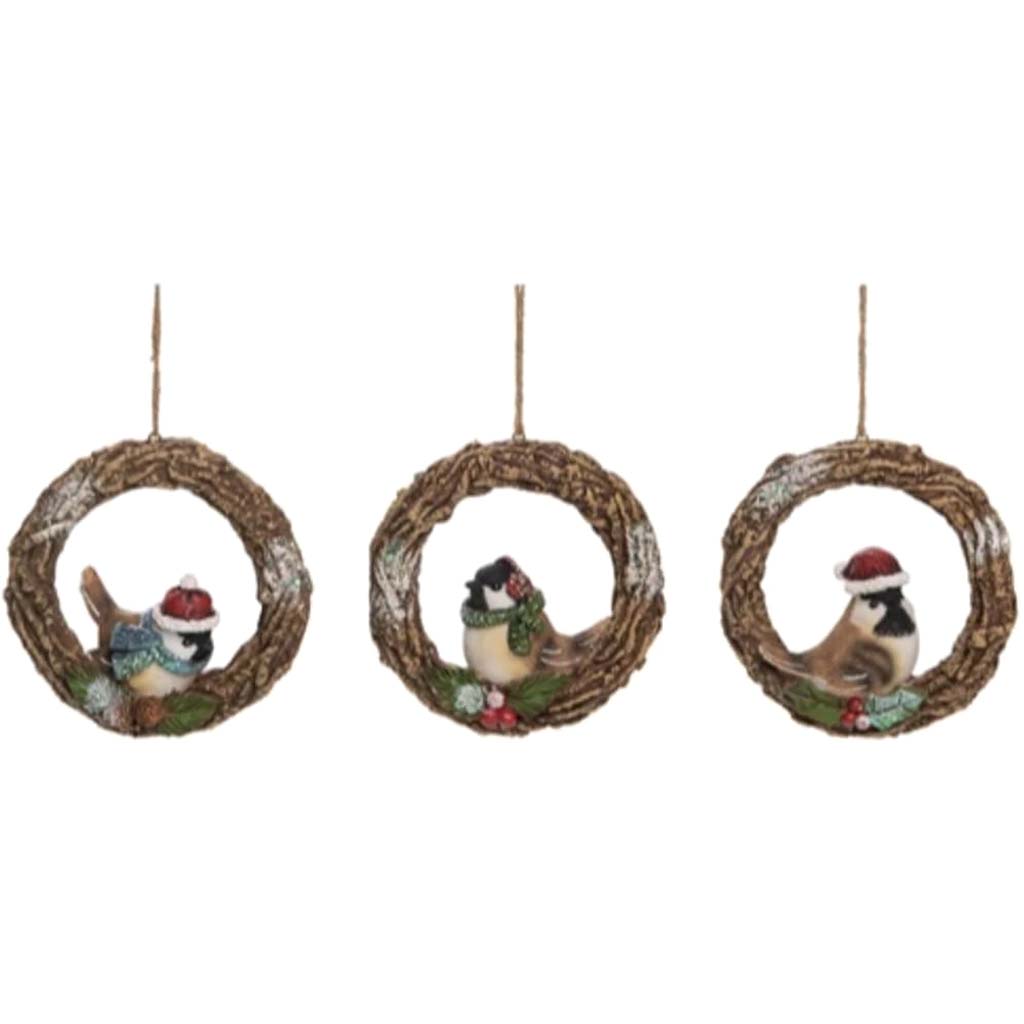 Resin Bird Ornaments 3 Assorted 