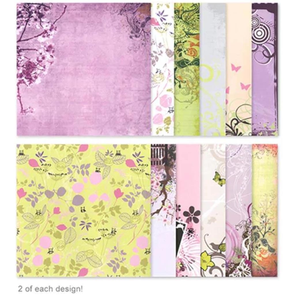 PRINTED PAPER: STACK PACKS X24 ASST I) FLORAL SWIRL 6X6IN 