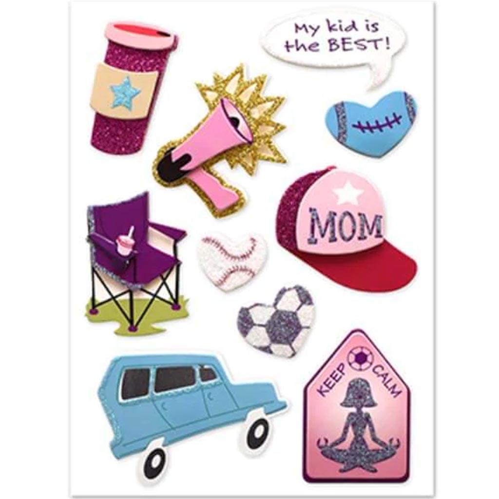 HANDMADE STICKER: 3D BIG ICONS 4.37&quot;X6.37&quot; MOM POWER! 