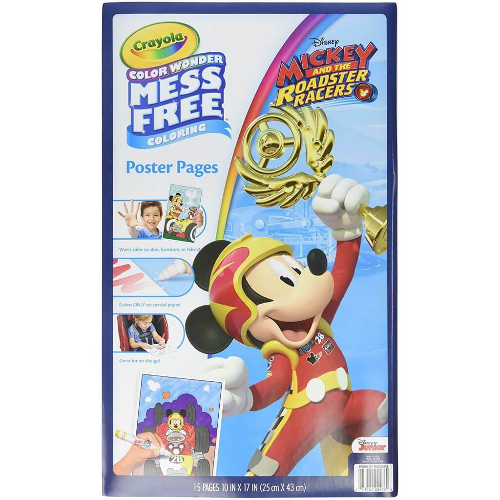 Crayola Color Wonder Mess Coloring Poster 15 Pages Mickey Roadster Racers