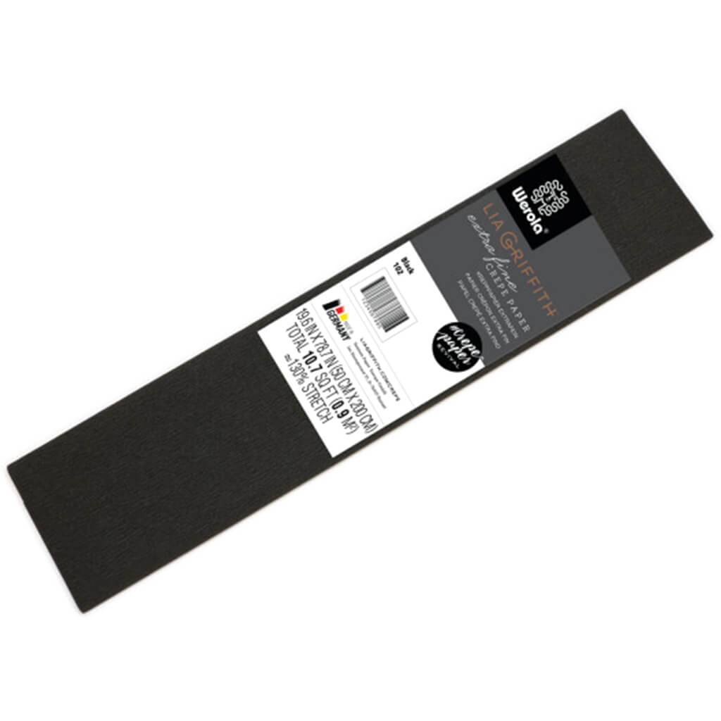 Extra Fine Crepe Paper 19.6in x 78.7in Black