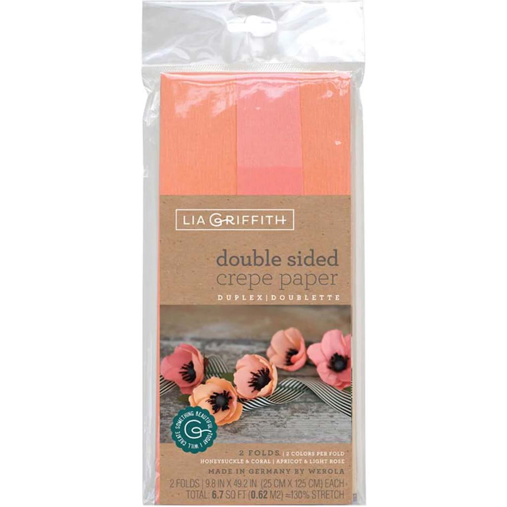 Double Sided Crepe Paper 25cm x 125cm Apricot, Light Rose &amp; Honeysuckle, Coral