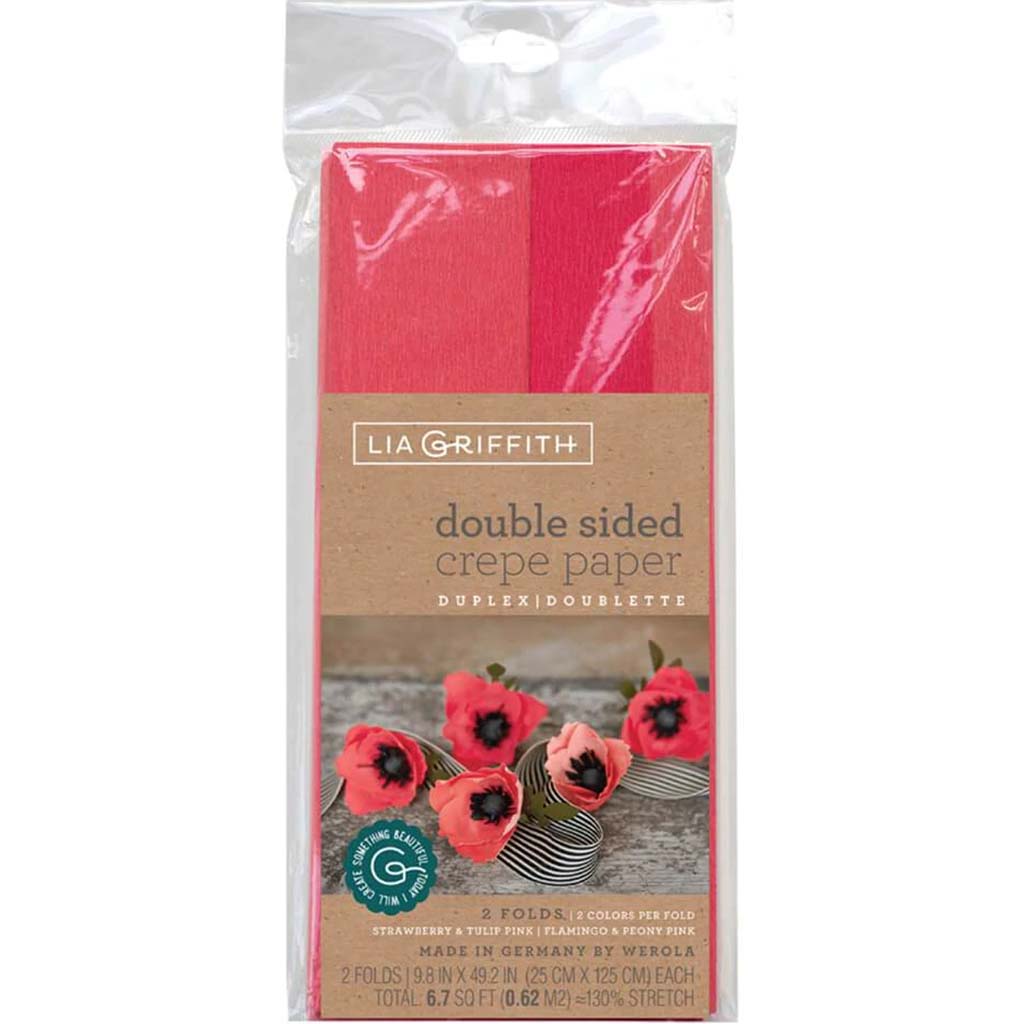 Double Sided Crepe Paper 25cm x 125cm Strawberry, Tulip Pink &amp; Flamingo, Peony Pink
