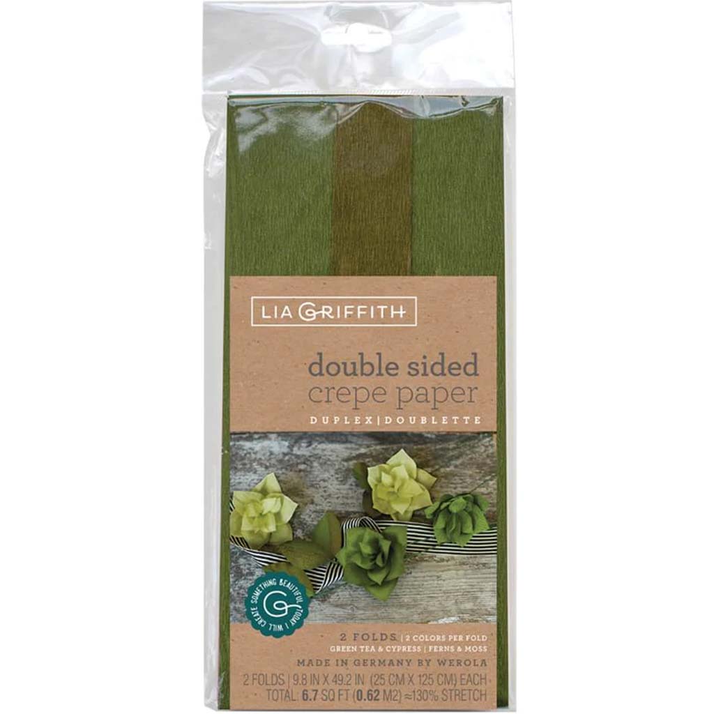 Double Sided Crepe Paper 25cm x 125cm Green Tea, Cypress &amp; Ferns, Moss