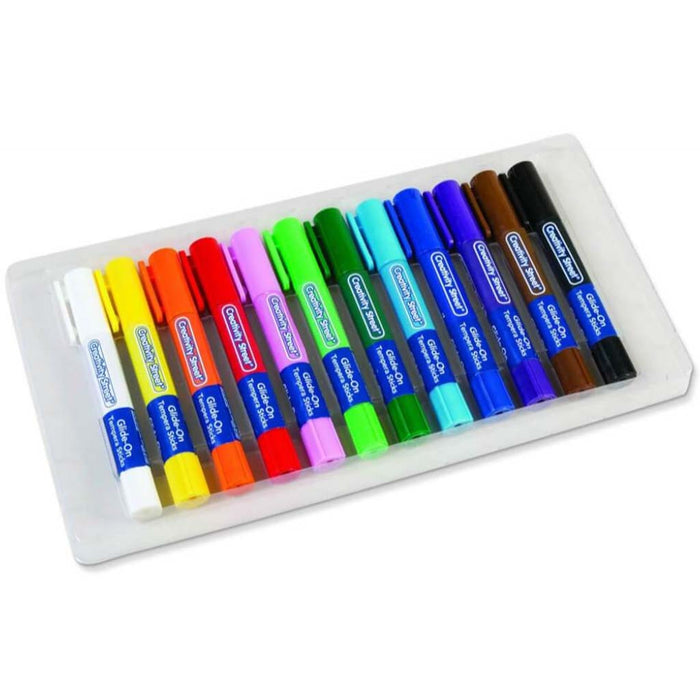 Glide-On Tempera Paint Sticks 12 Assorted Primary Colors
