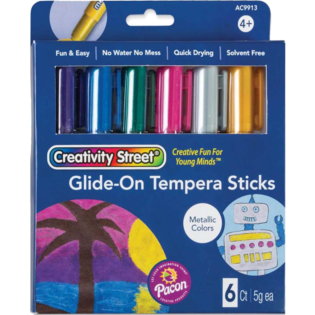 Glide-On Tempera Paint Sticks 6pcs Metallic Colors