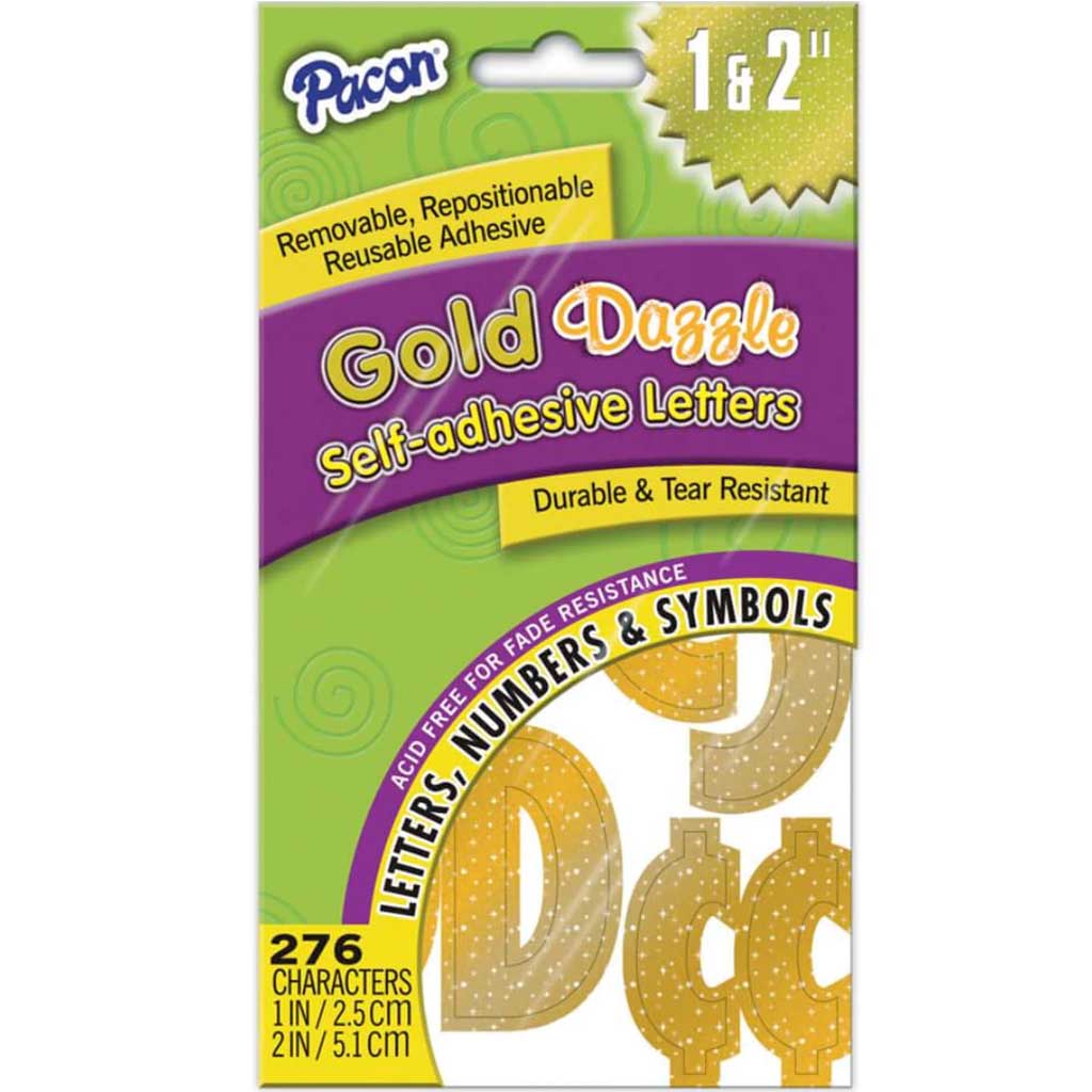 Self Adhesive Letters Gold Dazzle 1in and 2in