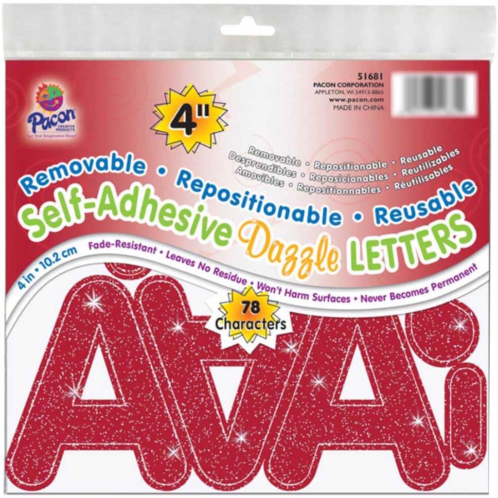 Self-Adhesive Dazzle Design Letters 4in 78pcs