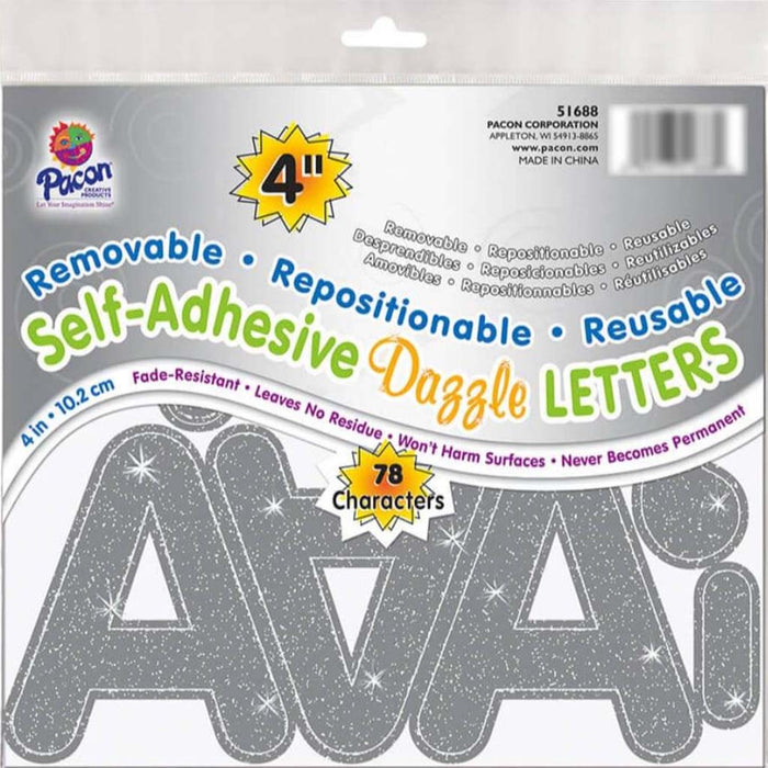 LETTERS 4IN SILVER DAZZLE 78 CHAR-12