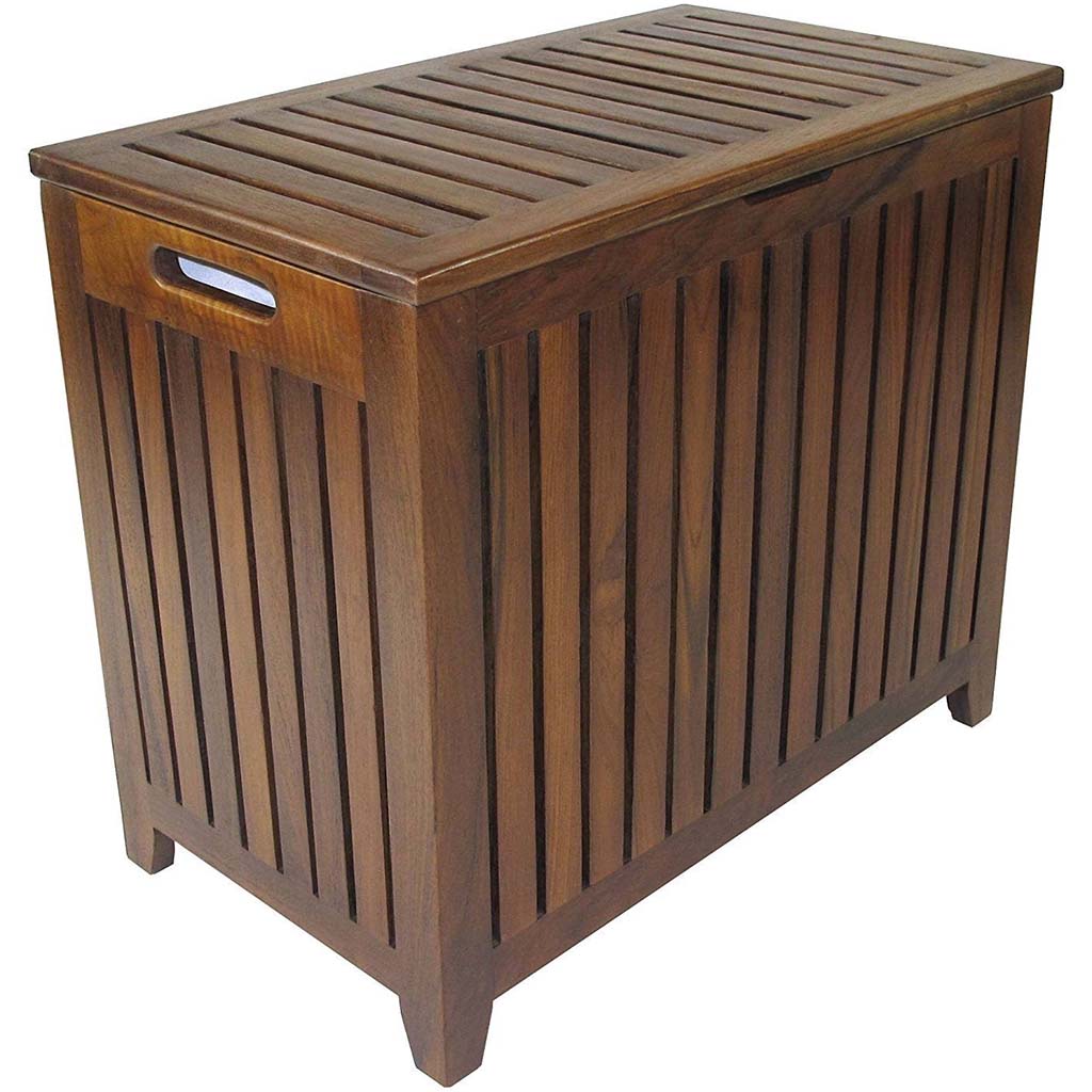 Teak Vanity Hamper with Laundry Bag