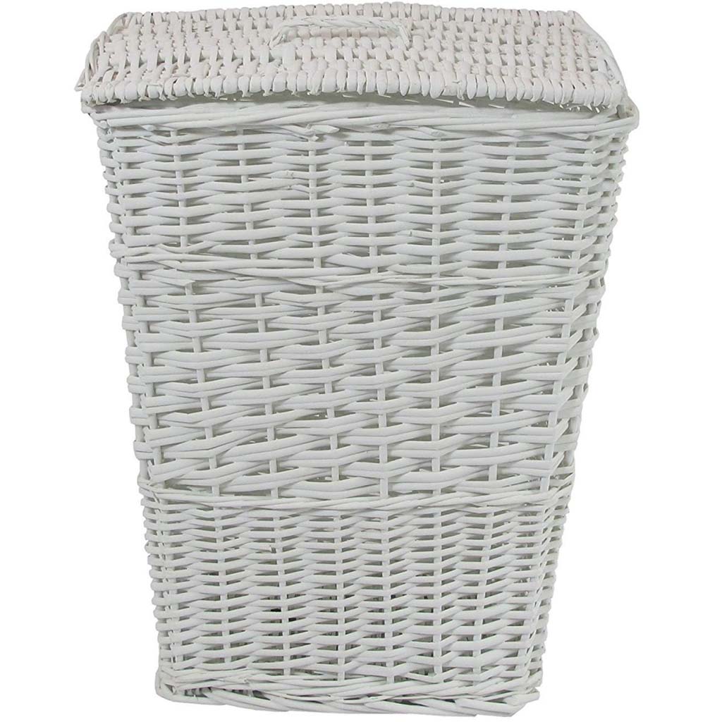 Rectangular Willow Hamper, White