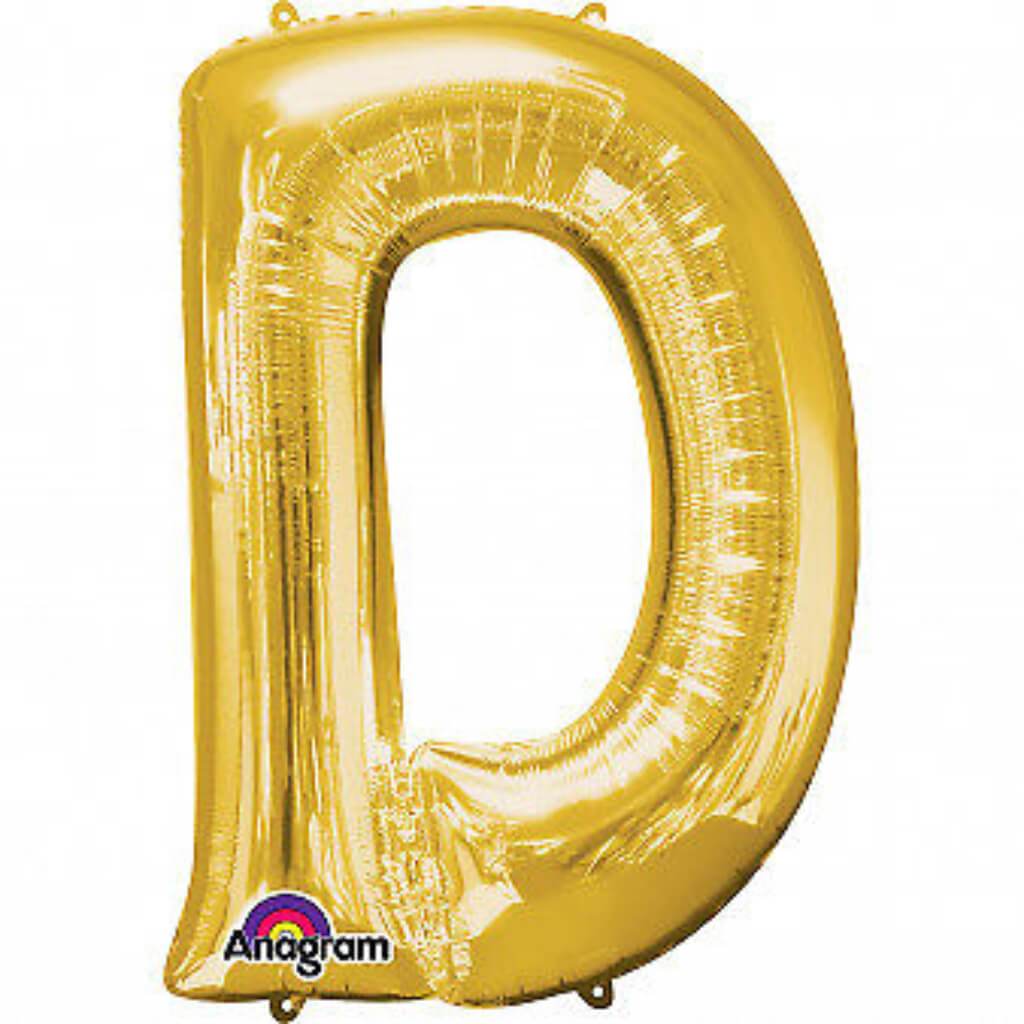 Foil Balloon Letter D 16in Gold 