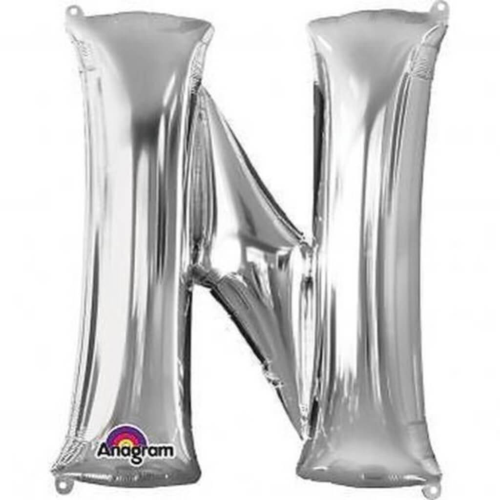 Foil Balloon Letter N 16in Silver 