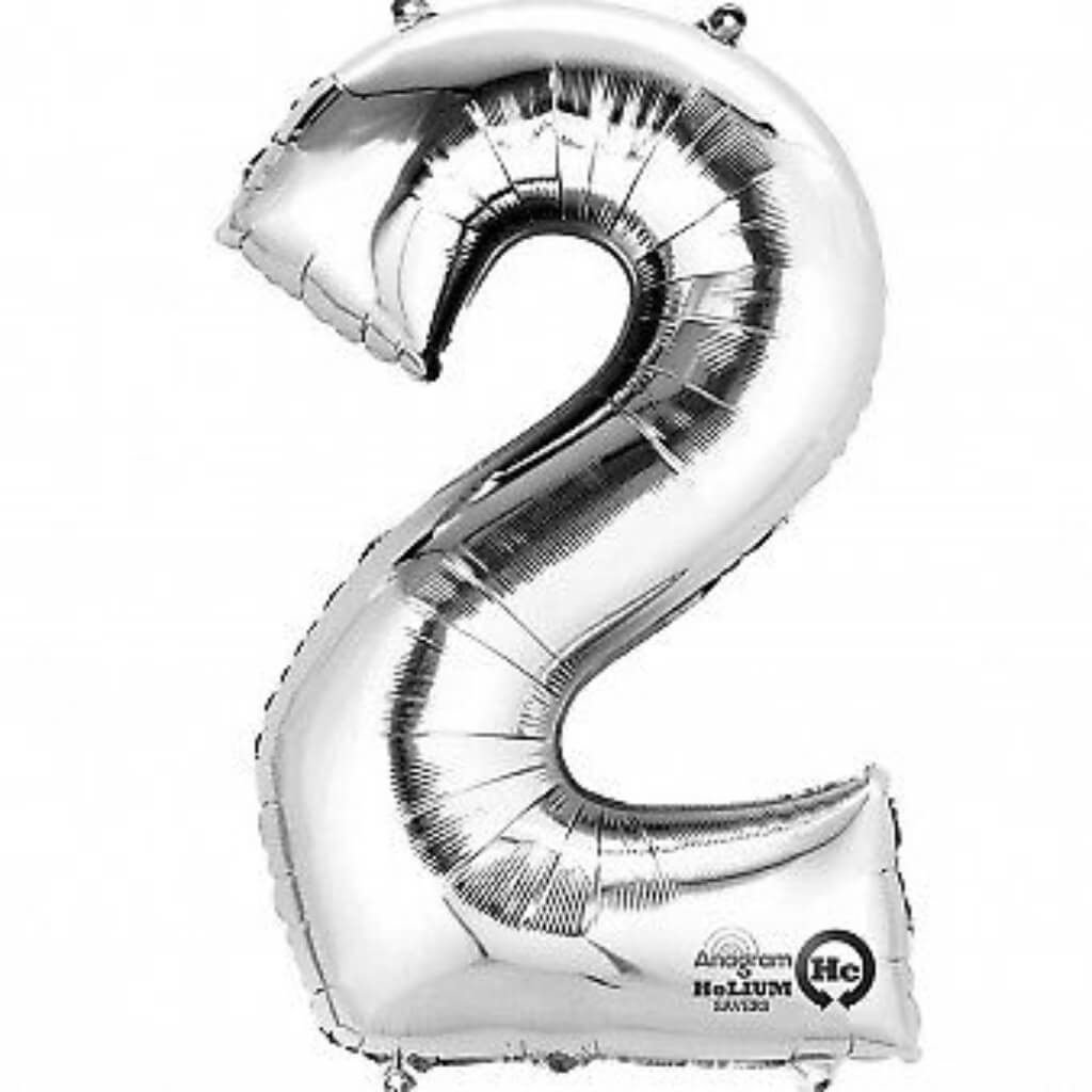 Foil Balloon Number 2 16in Silver 