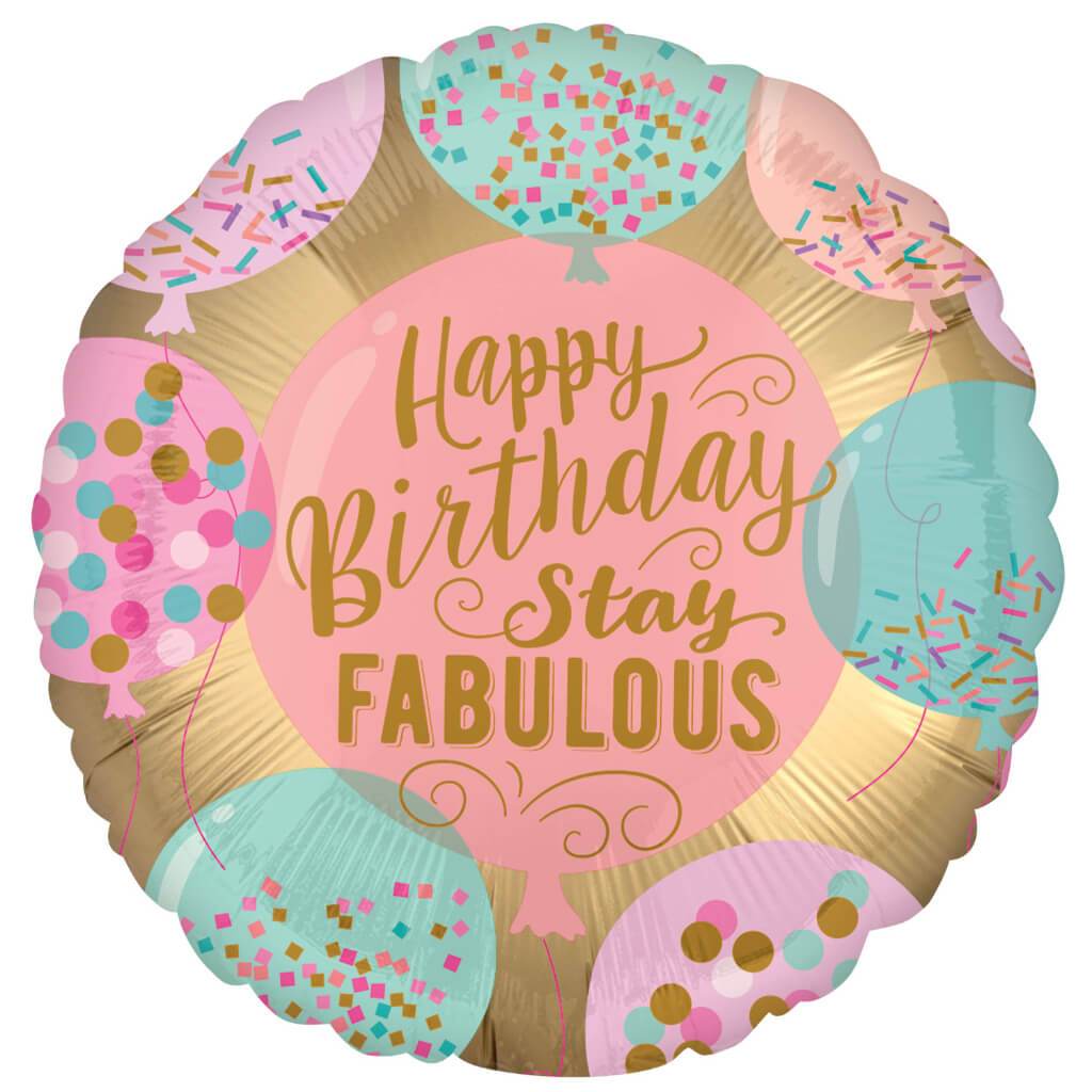 Birthday Stay Fabulous Foil Balloons 18in 