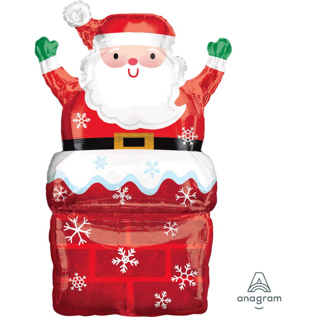 Santa in Chimney Balloon Super Shape 30in 