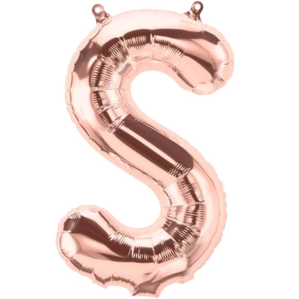 Foil Balloon Letter S 16in Rosegold