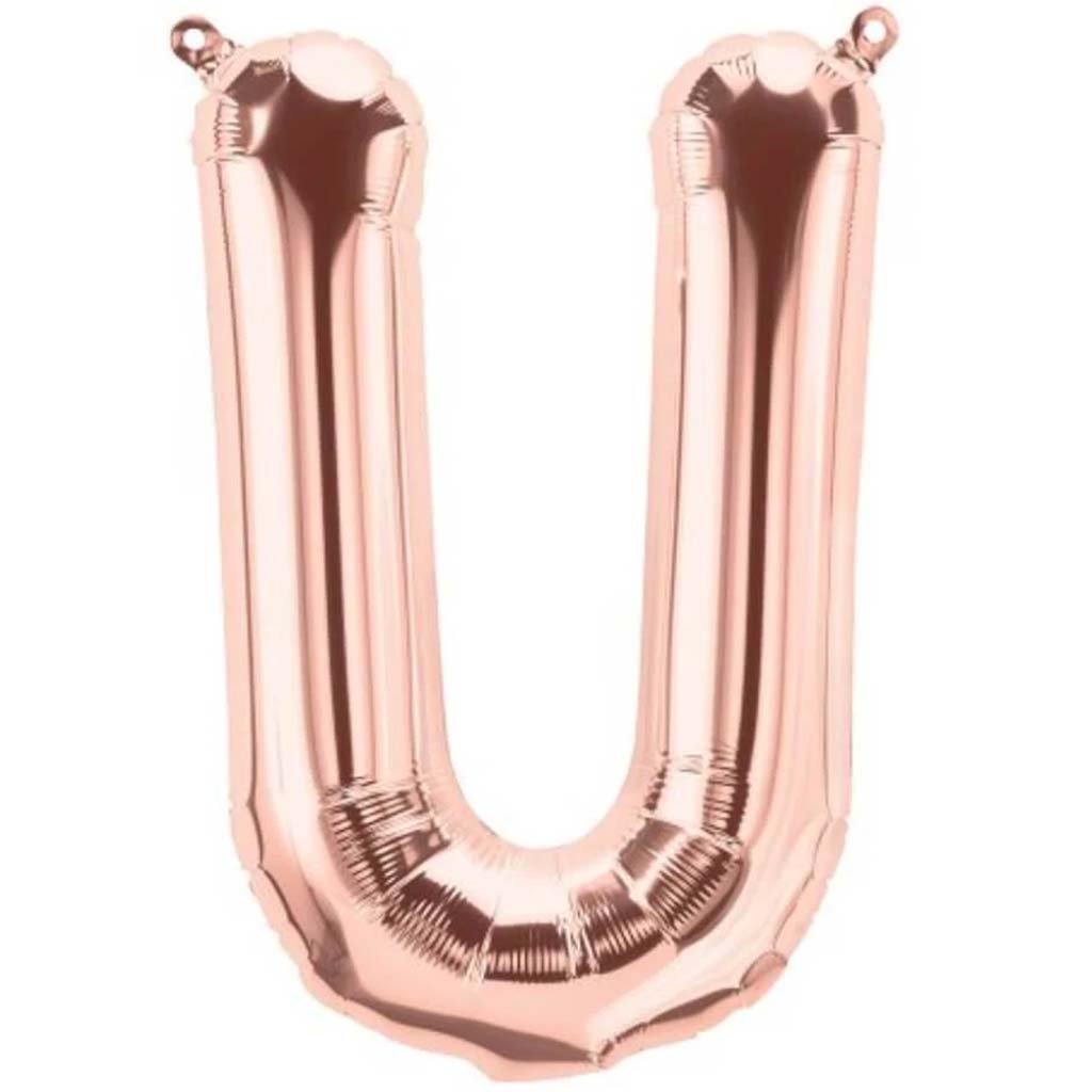 Foil Balloon Letter U 16in Rosegold 