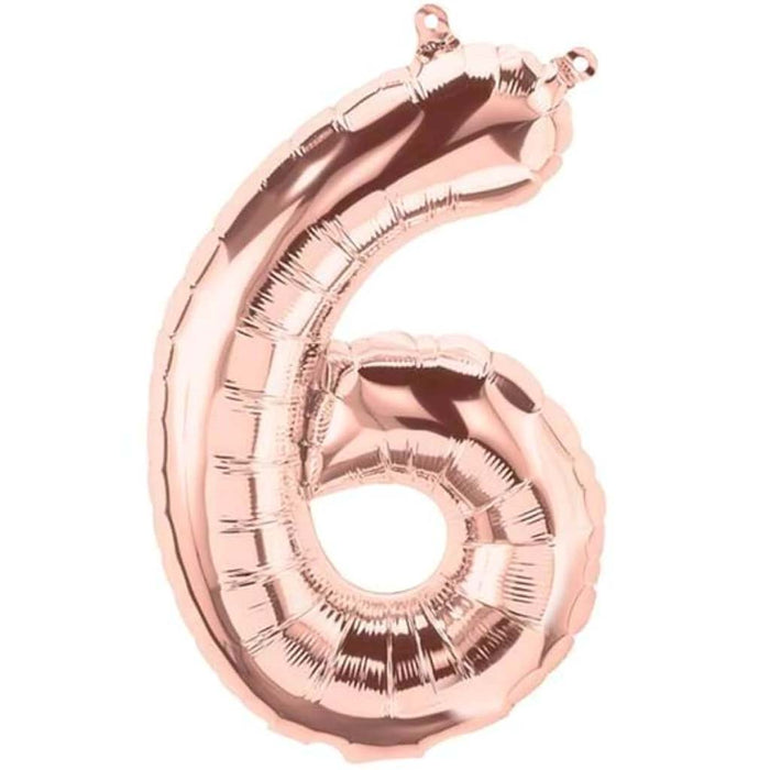 Foil Balloon Number 6 16in Rosegold