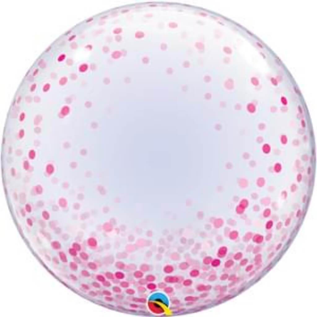 Balloon Confetti Dots Deco Bubble Balloon 24in Pink 