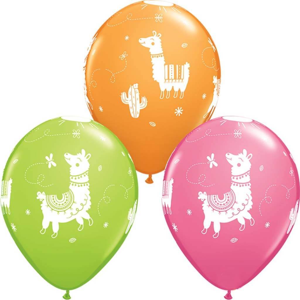 Llamas Around Balloon 11in 