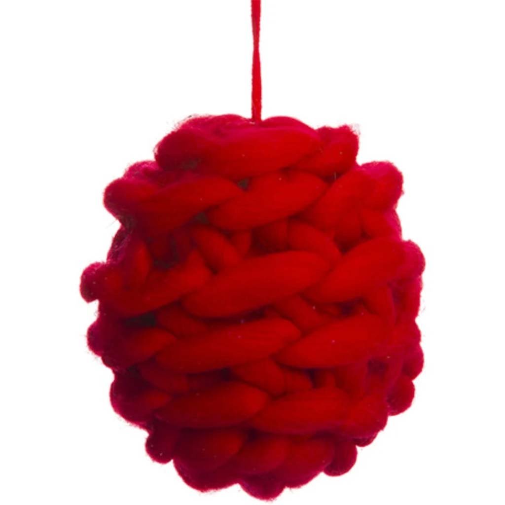 Knitted Wool Ball Ornament 