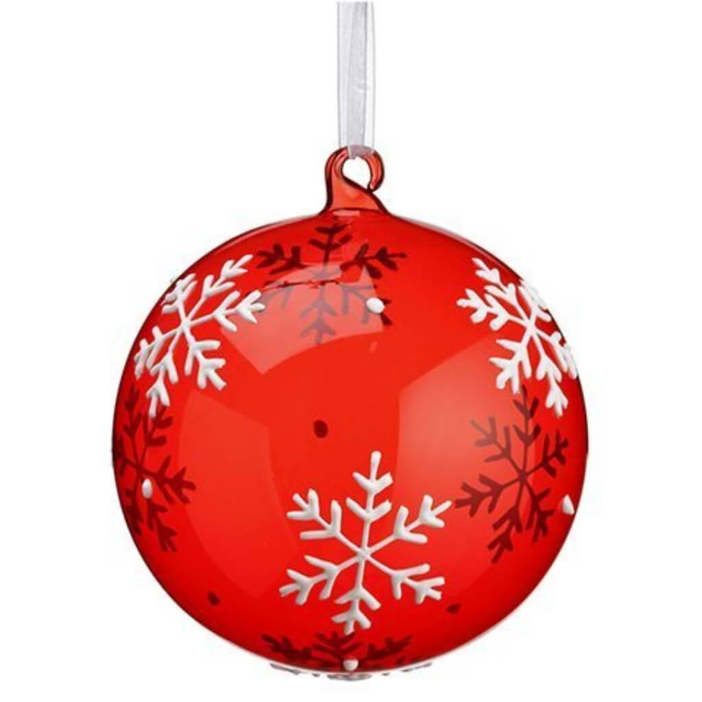 Snowflake Glass Ball Ornament, 6in