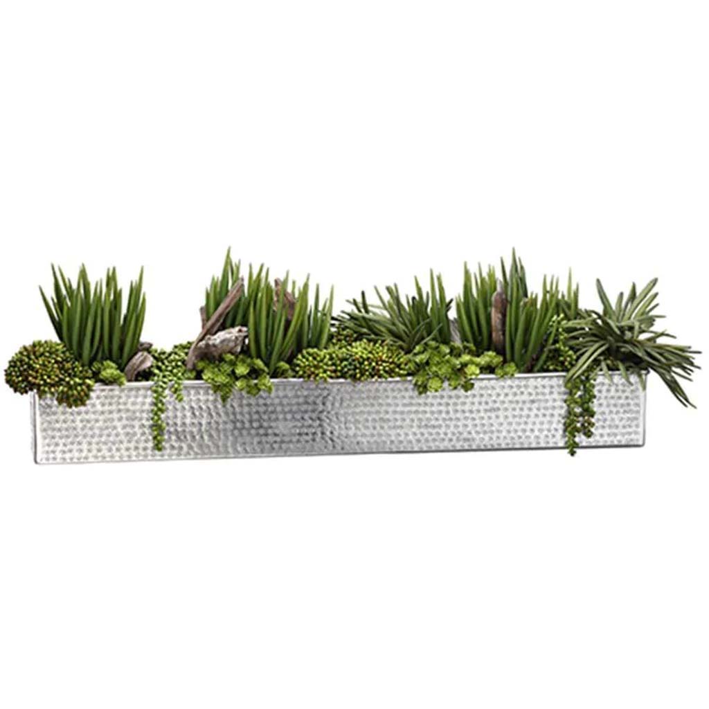 Seneci/Succulent/Sedum  12in x 10in x 41in In Aluminum Planter