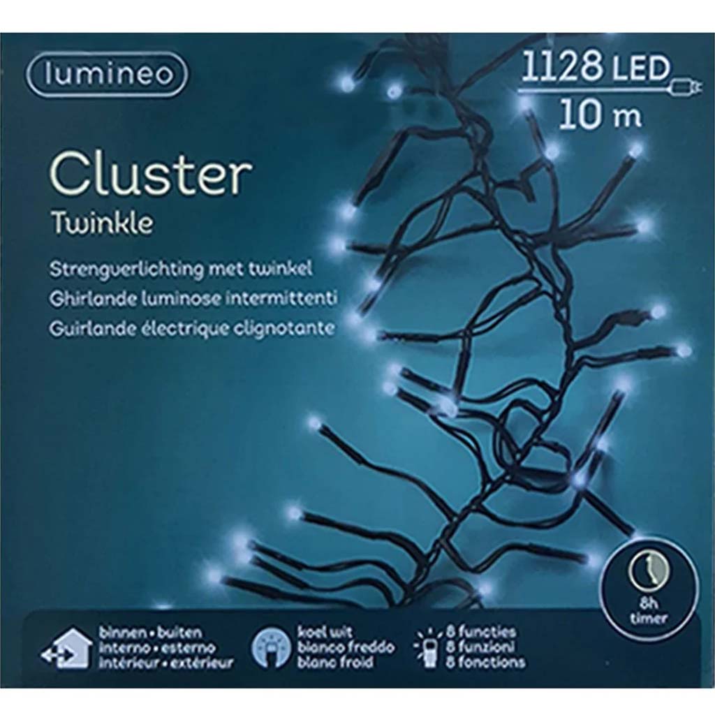 Led Twinkle Cluster Light Outd Colourbox Black/Cool White 10Yds 1120L 