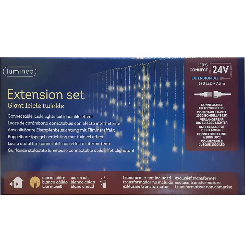 Led Conn 24V Giant Icicle Out Colourbox Ransparent/Warm W 24.6ft 370L 