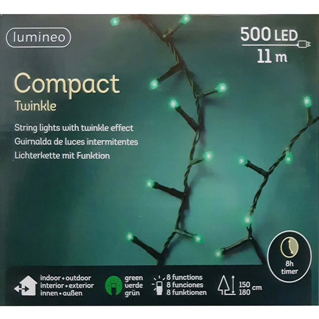 Led Compact Twinkle Lights Ou Colourbox Groen/Green 1100Cm 500L 