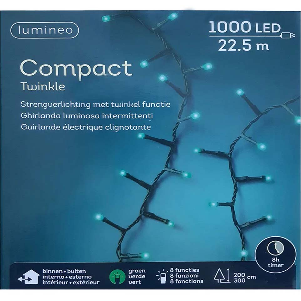 Led Compact Twinkle Lights Outdoor Colourbox Green 2250cm 1000L 