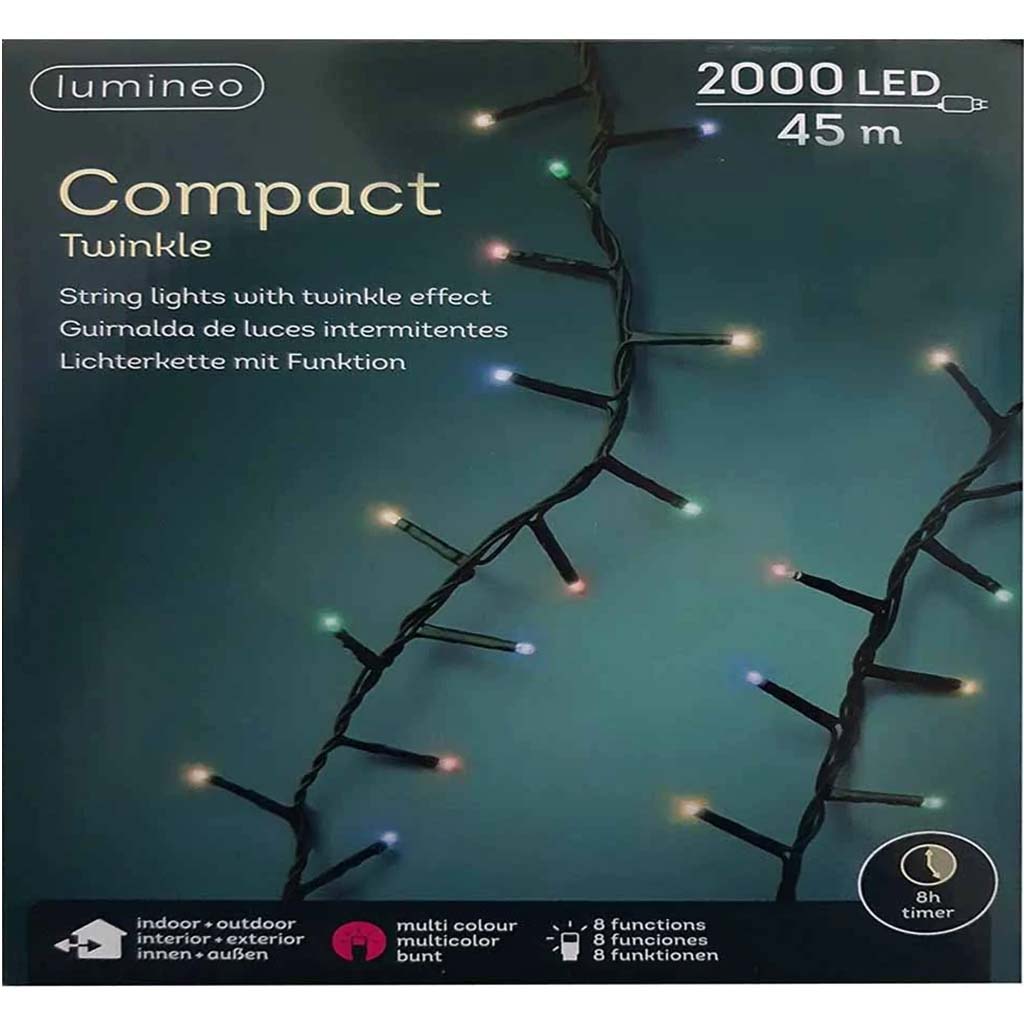 Led Compact Twinkle Lights Ou Colourbox Green/Multi 4500cm 2000L 