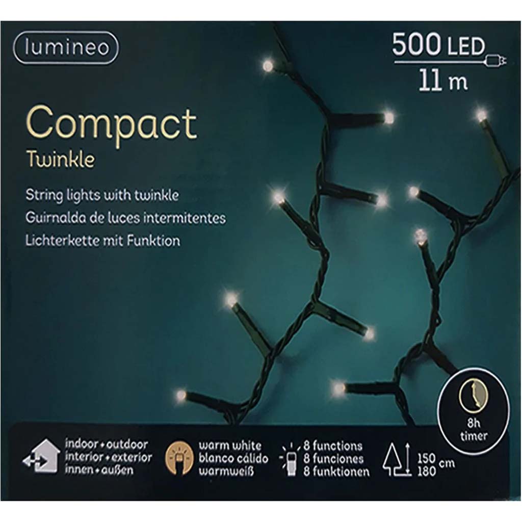 Led Compact Twinkle Lights Ou Colourbox Ransparent/Warm W 36.1ft 500L 
