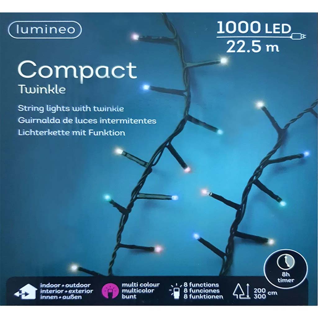 Led Twinkle Compact Outd Colourbox Green/Multi 73.8ft 1000L 