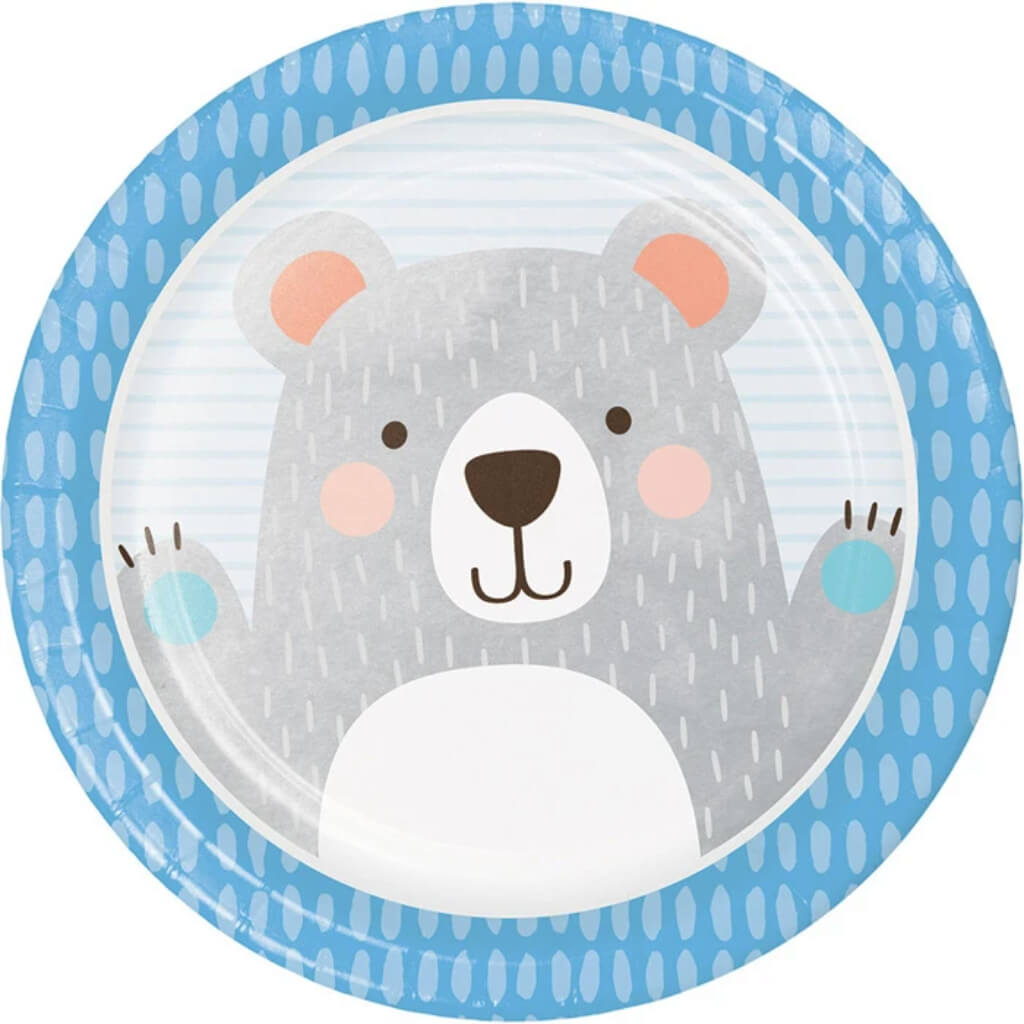 1st Birthday Bear 9in Plate 8ct