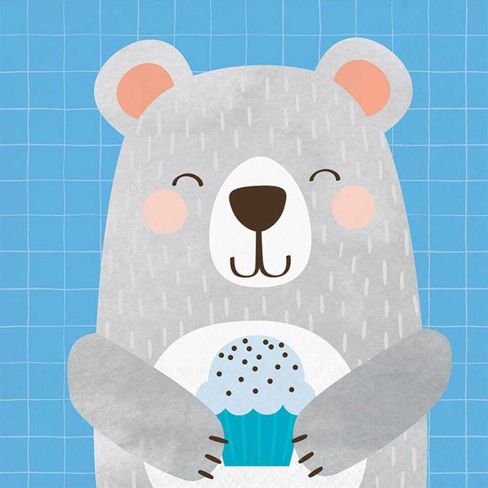 Birthday Bear Beverage Napkin 2ply 16ct