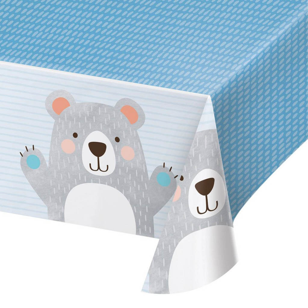 Birthday Bear Plastic Tablecover 54x102in