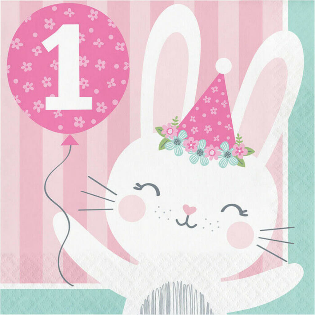 1st Birthday Bunny Luncheon Napkin 2ply 16ct