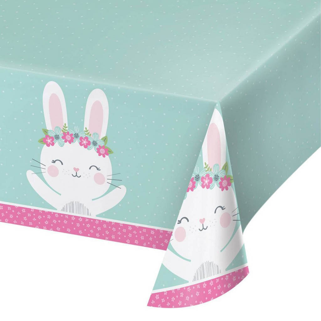 Birthday Bunny Plastic Tablecover 54x102in