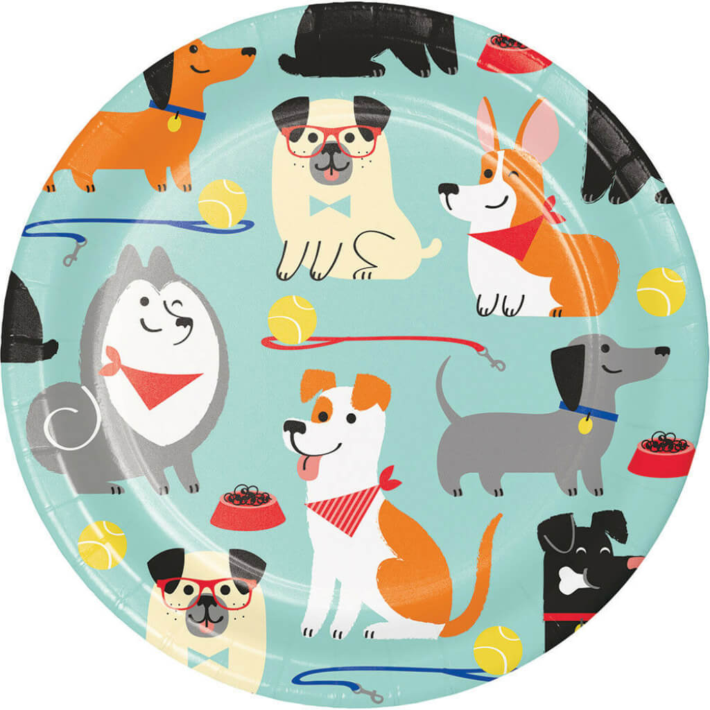 Dog Party 7in Plate 8ct