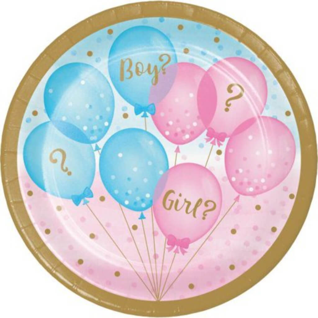 Gender Reveal Balloon 7in Plate 8ct