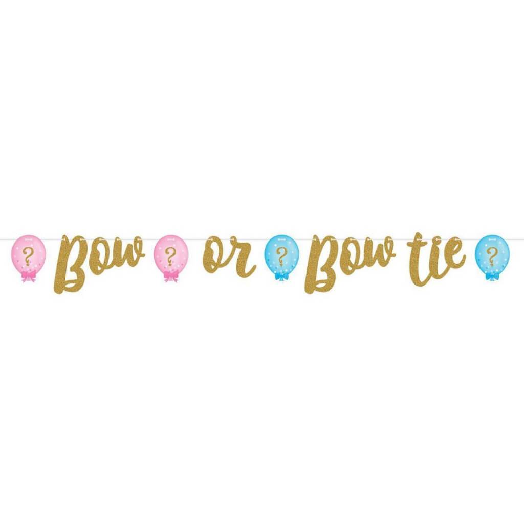 Gender Reveal Balloon Ribbon Glitter Banner