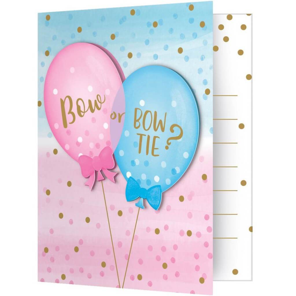 Gender Reveal Balloons Invitation 8ct