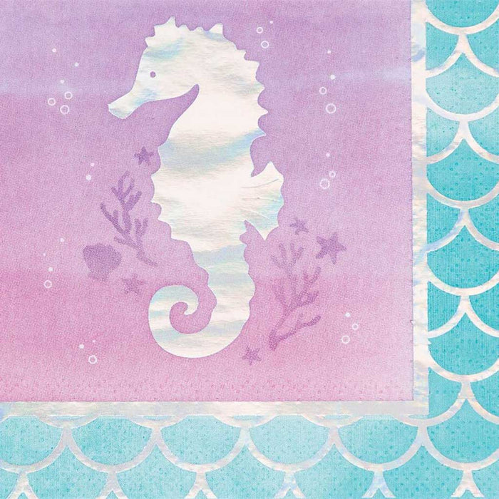 Iridescent Mermaid Shine Beverage Napkins 3ply 16ct